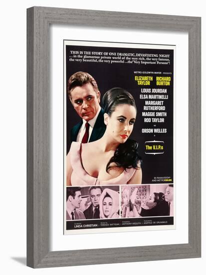 The V.I.P.S, from Left, Richard Burton, Elizabeth Taylor, 1963-null-Framed Art Print