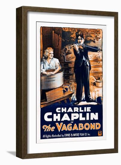 THE VAGABOND, from left: Edna Purviance, Charlie Chaplin, 1916-null-Framed Art Print