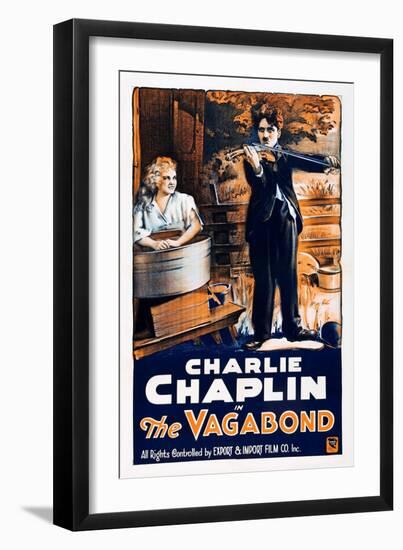 THE VAGABOND, from left: Edna Purviance, Charlie Chaplin, 1916-null-Framed Art Print