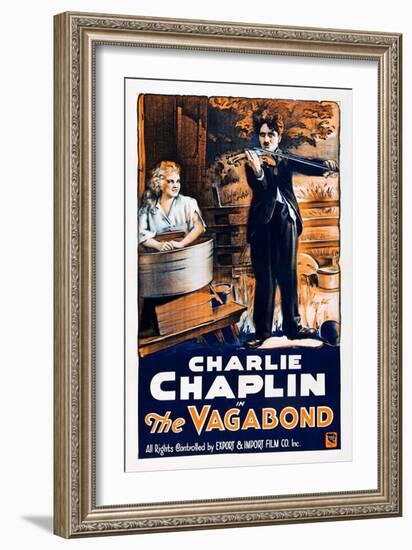 THE VAGABOND, from left: Edna Purviance, Charlie Chaplin, 1916-null-Framed Premium Giclee Print