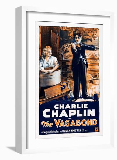 THE VAGABOND, from left: Edna Purviance, Charlie Chaplin, 1916-null-Framed Premium Giclee Print