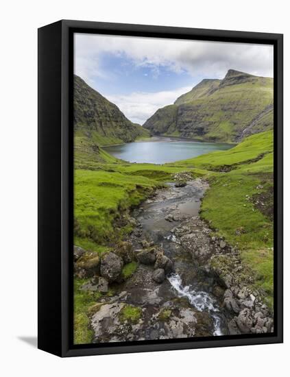 The valley of Saksun. Denmark, Faroe Islands-Martin Zwick-Framed Premier Image Canvas