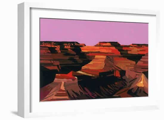 The Valley Turns Red at Sunset, 2015 (Gouche on Paper)-Hiroyuki Izutsu-Framed Giclee Print