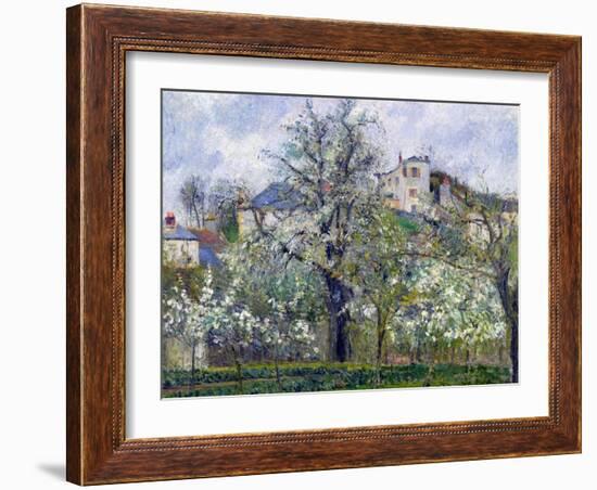 The Vegetable Garden with Trees in Blossom, Spring, Pontoise, 1877-Camille Pissarro-Framed Giclee Print