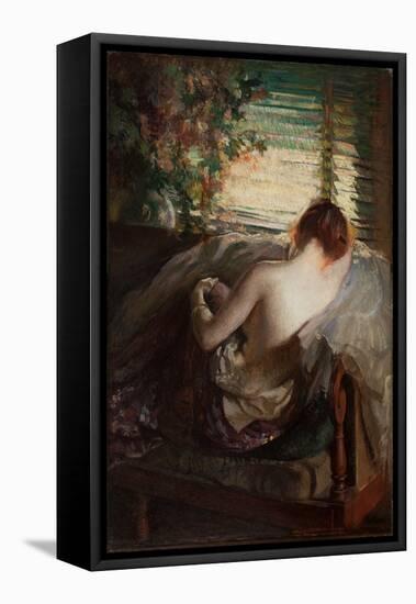 The Venetian Blind (Oil on Canvas)-Edmund Charles Tarbell-Framed Premier Image Canvas