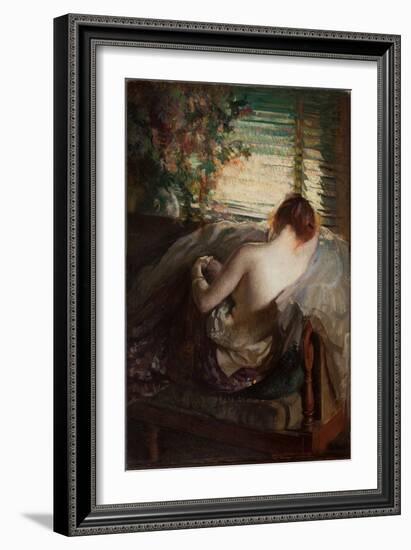 The Venetian Blind (Oil on Canvas)-Edmund Charles Tarbell-Framed Giclee Print