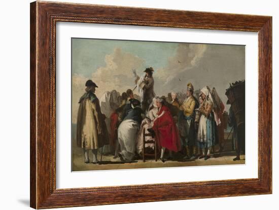 The Venetian Charlatan, Ca 1764-1765-Giandomenico Tiepolo-Framed Giclee Print