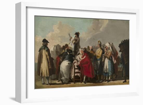 The Venetian Charlatan, Ca 1764-1765-Giandomenico Tiepolo-Framed Giclee Print