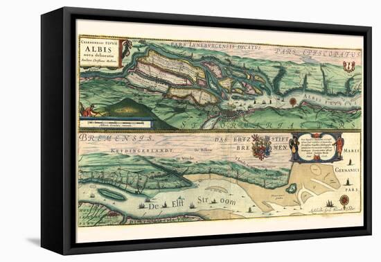 The Very Famous River Elbe-Willem Janszoon Blaeu-Framed Stretched Canvas