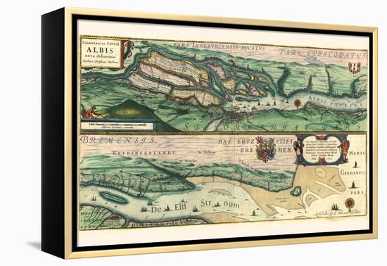 The Very Famous River Elbe-Willem Janszoon Blaeu-Framed Stretched Canvas