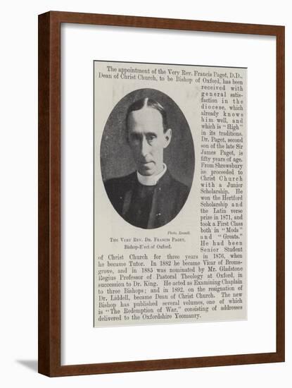 The Very Reverend Dr Francis Paget, Bishop-Elect of Oxford-null-Framed Giclee Print
