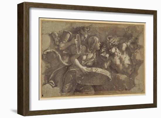 The Vestal Tuccia with the Sieve-Giulio Romano-Framed Giclee Print