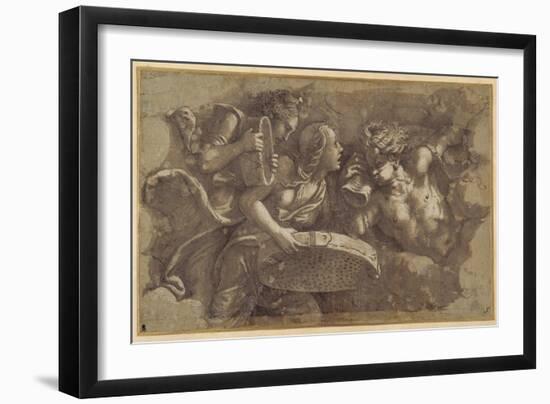 The Vestal Tuccia with the Sieve-Giulio Romano-Framed Giclee Print
