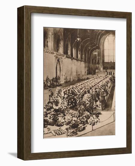 The victims of the R101 airship disaster lying in state in Westminster Hall, London, 1930 (1935)-Unknown-Framed Photographic Print