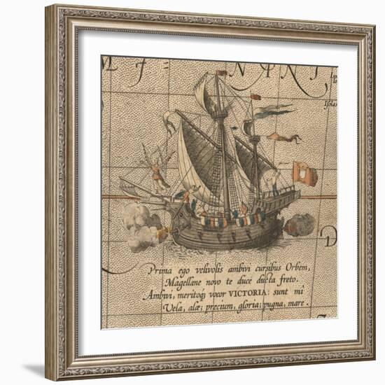 The Victoria, a Spanish Carrack, Ship of Ferdinand Magellan?S Armada De Molucca-Abraham Ortelius-Framed Giclee Print