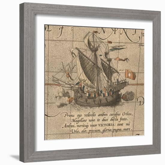 The Victoria, a Spanish Carrack, Ship of Ferdinand Magellan?S Armada De Molucca-Abraham Ortelius-Framed Giclee Print