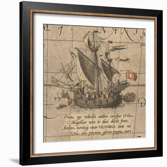 The Victoria, a Spanish Carrack, Ship of Ferdinand Magellan?S Armada De Molucca-Abraham Ortelius-Framed Giclee Print