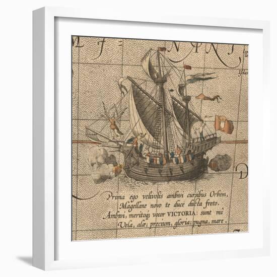 The Victoria, a Spanish Carrack, Ship of Ferdinand Magellan?S Armada De Molucca-Abraham Ortelius-Framed Giclee Print