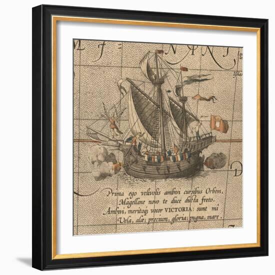 The Victoria, a Spanish Carrack, Ship of Ferdinand Magellan?S Armada De Molucca-Abraham Ortelius-Framed Giclee Print