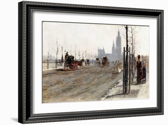 The Victoria Embankment, London, 1875-Giuseppe De Nittis-Framed Giclee Print