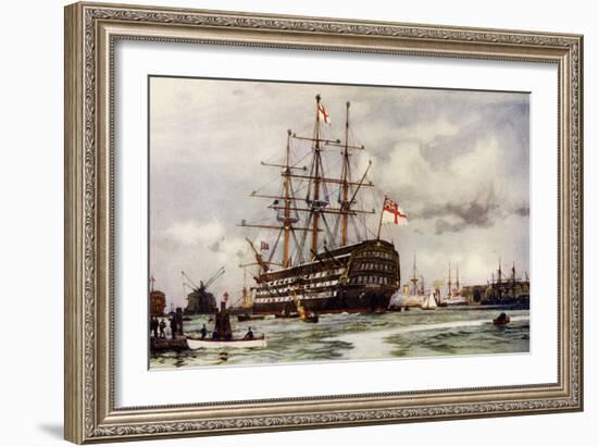 The "Victory" at Portsmouth, Came into Harbour from Last Commission Nov, 1812-Charles Edward Dixon-Framed Premium Giclee Print