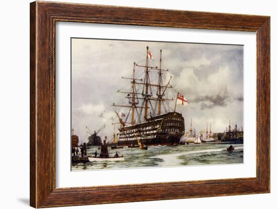 The "Victory" at Portsmouth, Came into Harbour from Last Commission Nov, 1812-Charles Edward Dixon-Framed Giclee Print