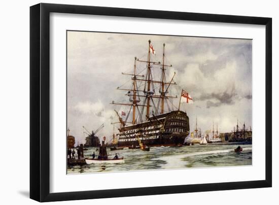 The "Victory" at Portsmouth, Came into Harbour from Last Commission Nov, 1812-Charles Edward Dixon-Framed Giclee Print