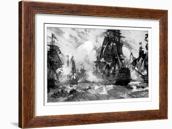 The 'Victory' at the Battle of Trafalgar, 19th Century-null-Framed Giclee Print