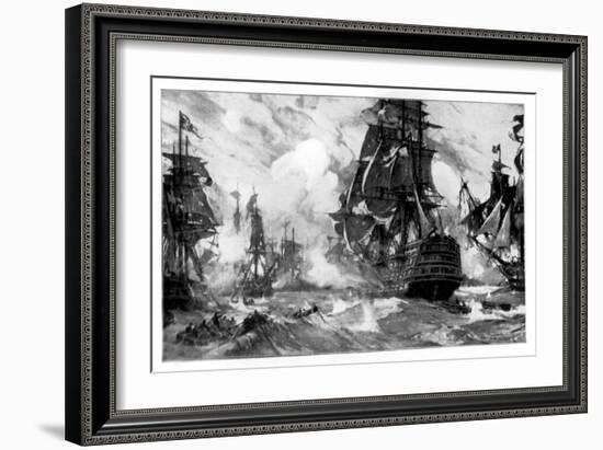 The 'Victory' at the Battle of Trafalgar, 19th Century-null-Framed Giclee Print