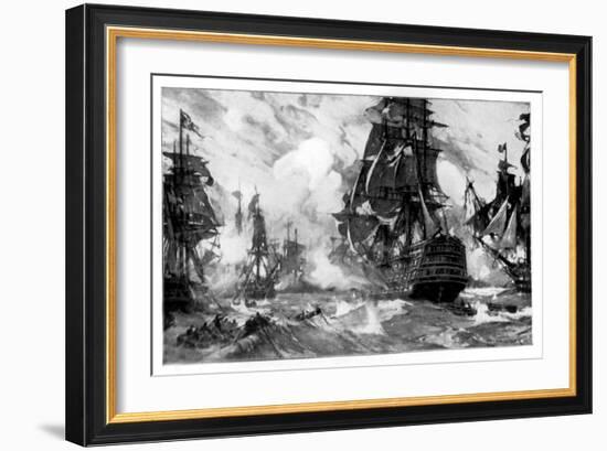 The 'Victory' at the Battle of Trafalgar, 19th Century-null-Framed Giclee Print