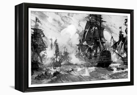 The 'Victory' at the Battle of Trafalgar, 19th Century-null-Framed Premier Image Canvas