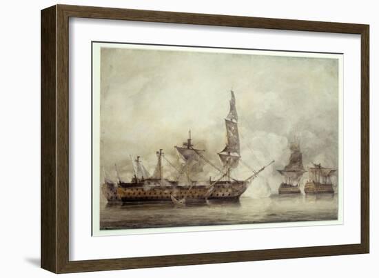 The “Victory” Has Trafalgar between Two French Ships (1805). Drawing by John Constable (1776-1837),-John Constable-Framed Giclee Print