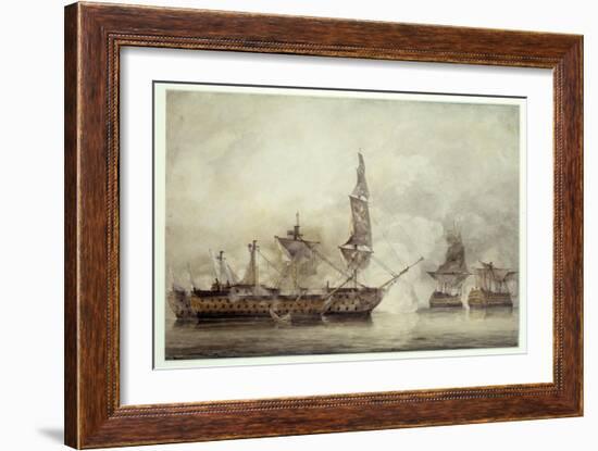 The “Victory” Has Trafalgar between Two French Ships (1805). Drawing by John Constable (1776-1837),-John Constable-Framed Giclee Print