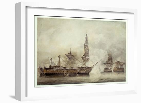 The “Victory” Has Trafalgar between Two French Ships (1805). Drawing by John Constable (1776-1837),-John Constable-Framed Giclee Print