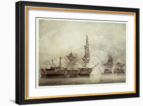 The “Victory” Has Trafalgar between Two French Ships (1805). Drawing by John Constable (1776-1837),-John Constable-Framed Giclee Print