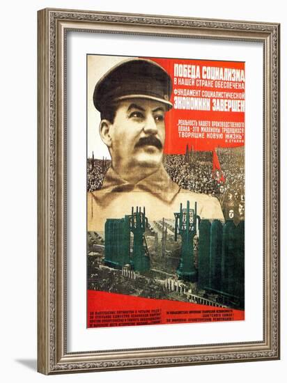 The Victory of Socialism in the USSR Is Guaranteed, Poster, 1932-Gustav Klutsis-Framed Giclee Print