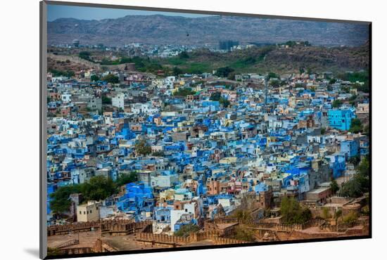 The View from Mehrangarh Fort of the Blue Rooftops in Jodhpur, the Blue City, Rajasthan-Laura Grier-Mounted Photographic Print