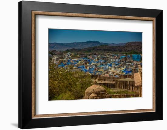 The View from Mehrangarh Fort of the Blue Rooftops in Jodhpur, the Blue City, Rajasthan-Laura Grier-Framed Photographic Print