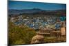 The View from Mehrangarh Fort of the Blue Rooftops in Jodhpur, the Blue City, Rajasthan-Laura Grier-Mounted Photographic Print