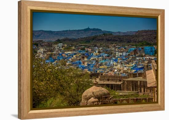 The View from Mehrangarh Fort of the Blue Rooftops in Jodhpur, the Blue City, Rajasthan-Laura Grier-Framed Premier Image Canvas