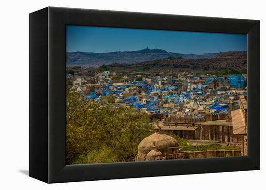 The View from Mehrangarh Fort of the Blue Rooftops in Jodhpur, the Blue City, Rajasthan-Laura Grier-Framed Premier Image Canvas