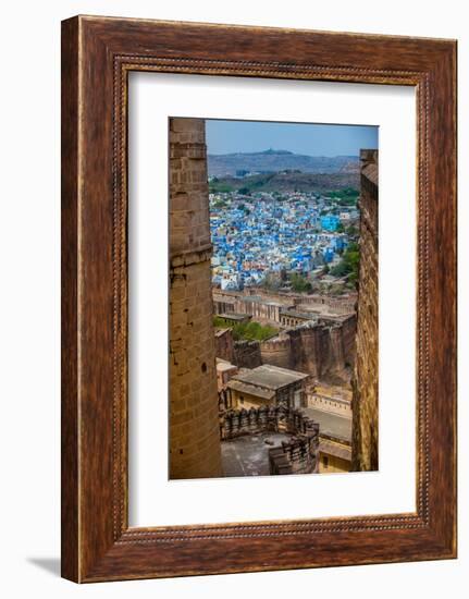 The View from Mehrangarh Fort of the Blue Rooftops in Jodhpur, the Blue City, Rajasthan-Laura Grier-Framed Photographic Print