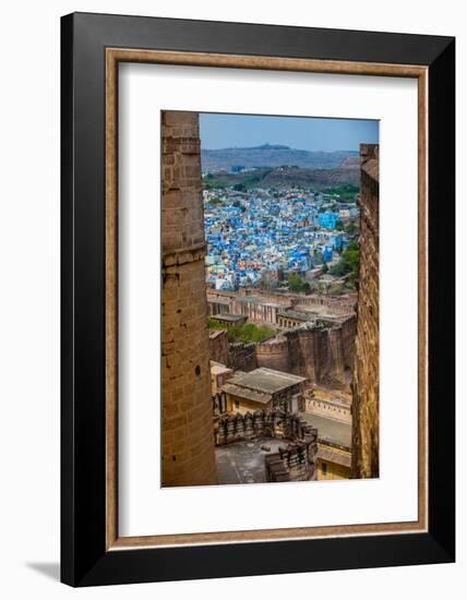 The View from Mehrangarh Fort of the Blue Rooftops in Jodhpur, the Blue City, Rajasthan-Laura Grier-Framed Photographic Print