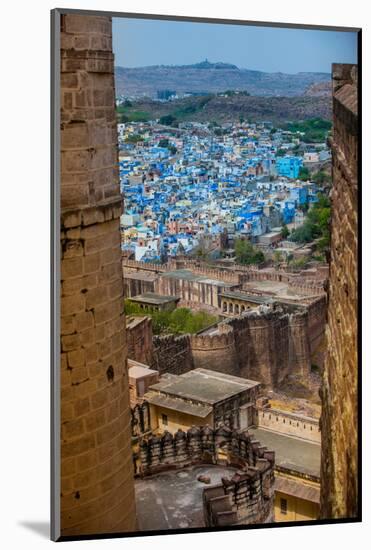 The View from Mehrangarh Fort of the Blue Rooftops in Jodhpur, the Blue City, Rajasthan-Laura Grier-Mounted Photographic Print