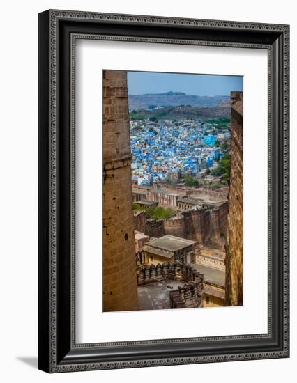 The View from Mehrangarh Fort of the Blue Rooftops in Jodhpur, the Blue City, Rajasthan-Laura Grier-Framed Photographic Print