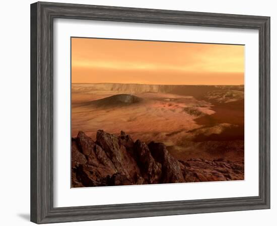 The View from the Rim of the Caldera of Olympus Mons on Mars-Stocktrek Images-Framed Photographic Print