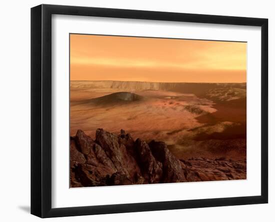 The View from the Rim of the Caldera of Olympus Mons on Mars-Stocktrek Images-Framed Photographic Print