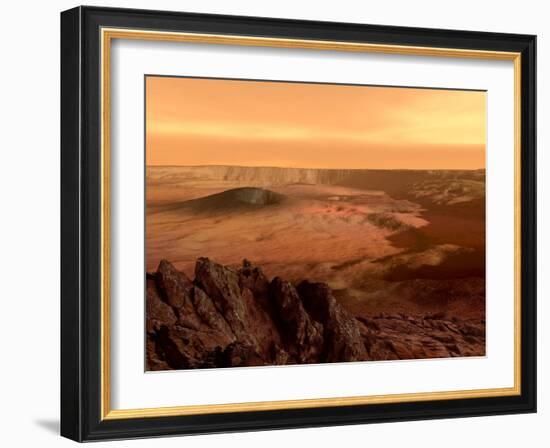 The View from the Rim of the Caldera of Olympus Mons on Mars-Stocktrek Images-Framed Photographic Print