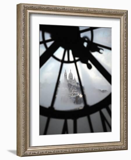 The View of Sacre Coeur Basilica from Clock in Cafe of Musee D'Orsay (Orsay Museum), Paris, France-Bruce Yuanyue Bi-Framed Photographic Print