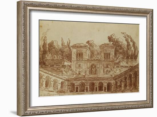 The Villa Farnese, Rome-Hubert Robert-Framed Giclee Print